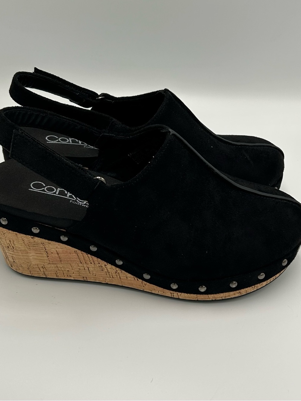 Corkys Make Em Blush Studded Slingback Clogs Wedge Heels Shoes Size 6 - Picture 5 of 9